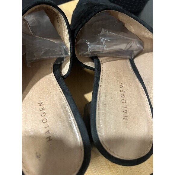 Women's Halogen Slide Flip Flops Heels Sandals Shoes Size 7 Black Suede - Picture 5 of 7